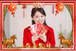 绚丽闪光光斑马年新年视频框拜年展示