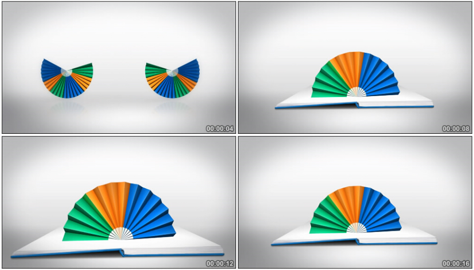 2款无缝循环的彩色折扇动画视频素材