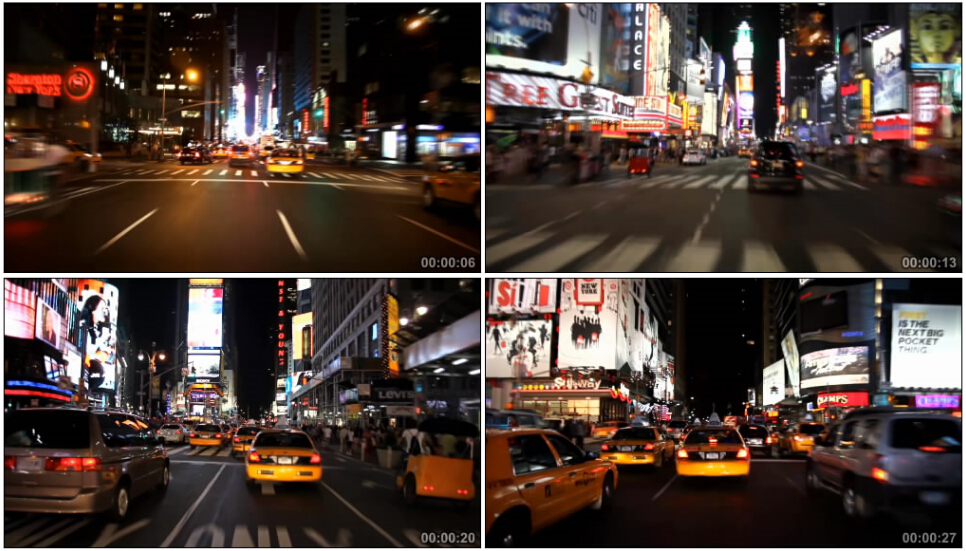 时代广场夜晚驰骋实拍视频素材