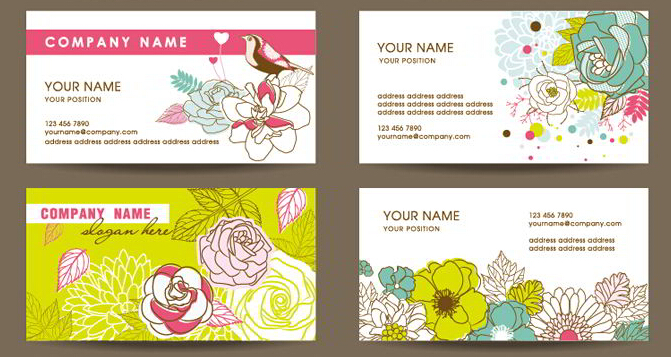 清新的手绘花朵卡片模板矢量素材