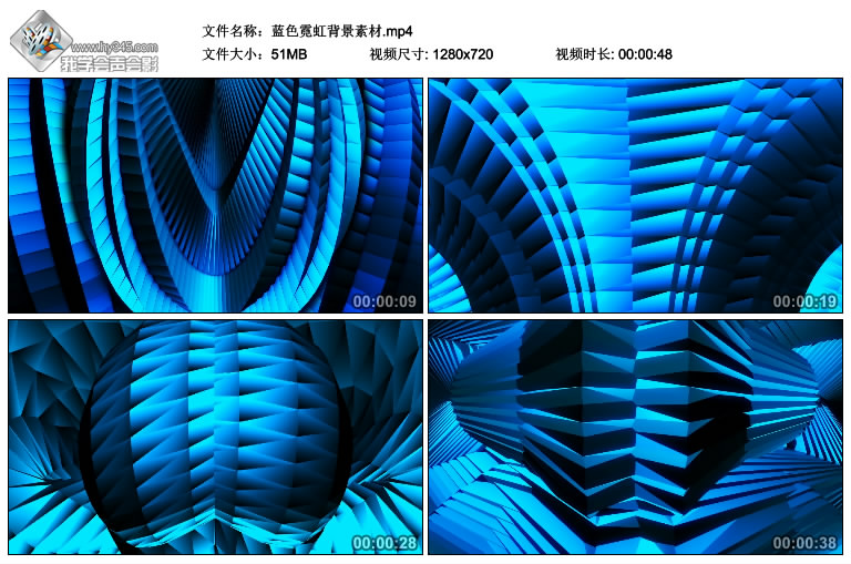 5组无缝循环的抽象蓝色霓虹灯旋转背景视频素材