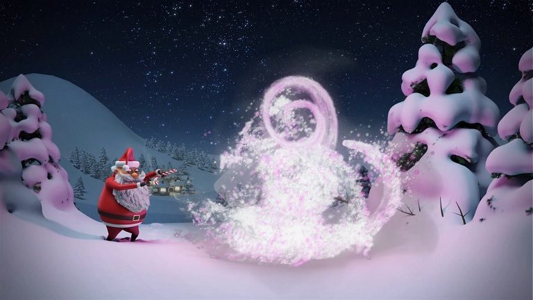 圣诞老人变身为冰雪之王幻化出logo标志动画模板