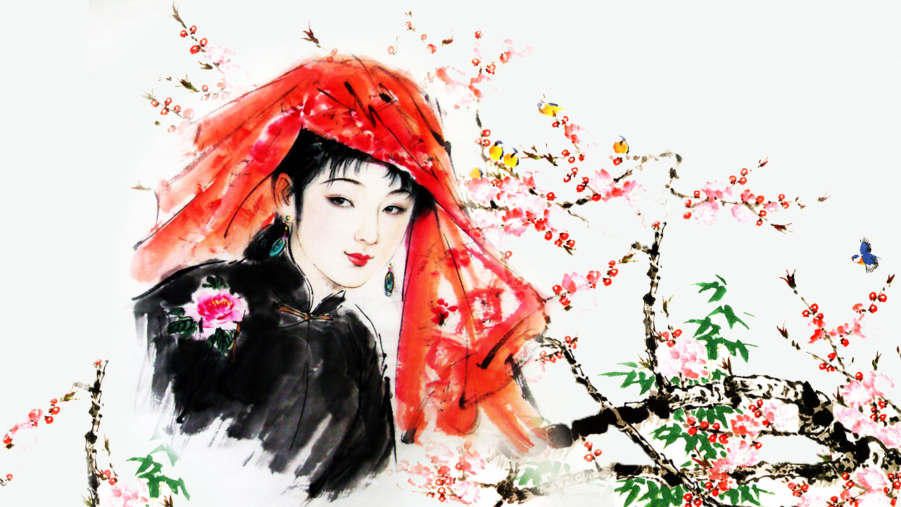 水墨桃花